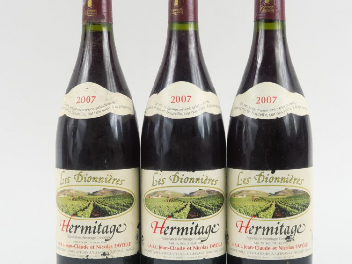 3 BOUTEILLES HERMITAGE 'LES DIONNIÈRES' FAYOLLE - 2007