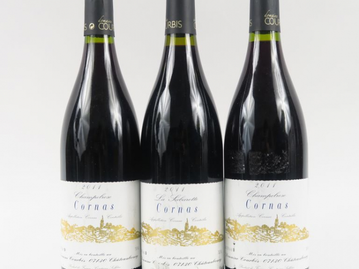 3 BOUTEILLES CORNAS DOMAINE COURBIS - 2011 - 2 CHAMPELROSE/1 LA SABARO
