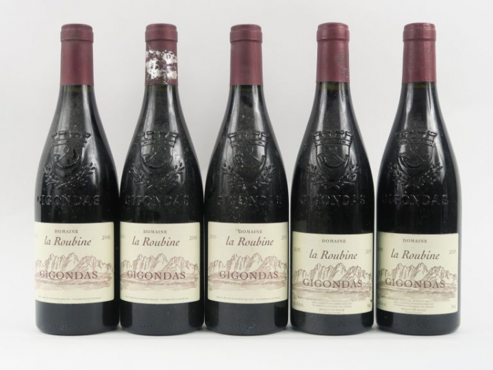 5 BOUTEILLES GIGONDAS DOMAINE LA ROUBINE - 3 de 2006/2 de 2005