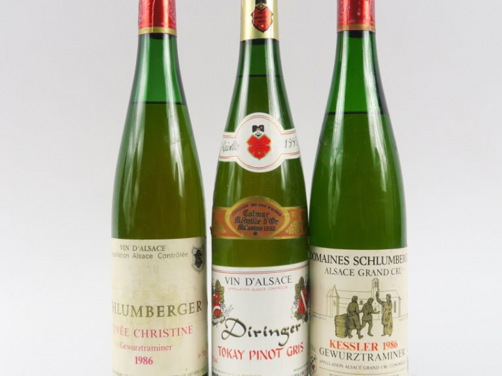 3 BOUTEILLES : 1 TOKAY PINOT GRIS DIRINGER 1990 - 1 GEWURZTRAMINER 'CU