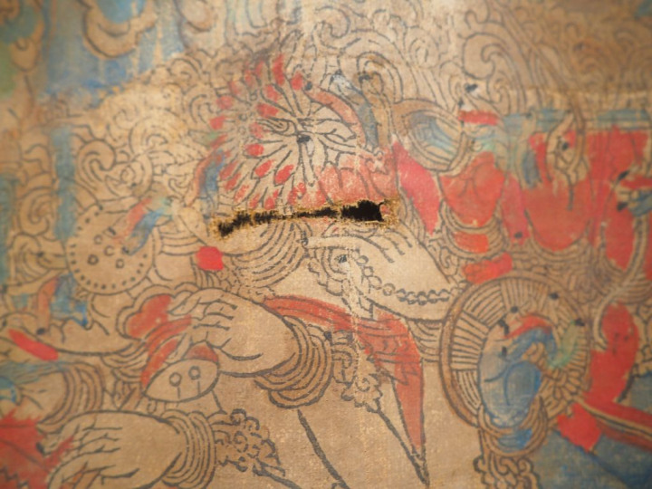 Thangka en polychromie sur toile représentant la divinité tantrique Ch