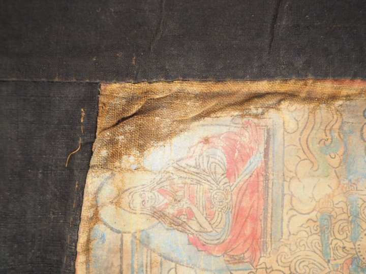 Thangka en polychromie sur toile représentant la divinité tantrique Ch