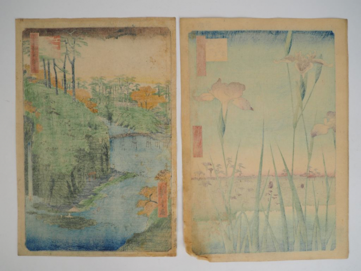 HIROSHIGE (1797-1858) Deux estampes oban tate-e de la série des « Cent