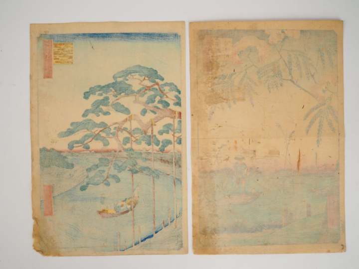 HIROSHIGE (1797-1858) Deux estampes oban tate-e de la série des « Cent