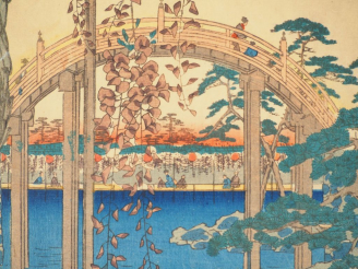 Vente aux enchères HIROSHIGE (1797-1858) Trois estampes oban tate-e de la série des « Cen