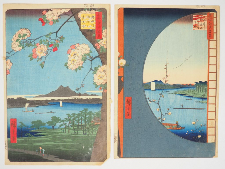 HIROSHIGE (1797-1858) Deux estampes oban tate-e de la série des « Cent