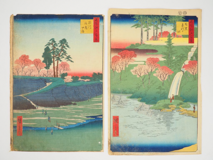 HIROSHIGE (1797-1858) Deux estampes oban tate-e de la série des « Cent