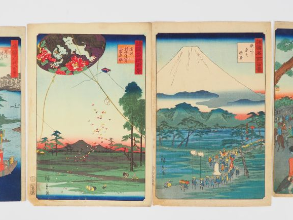 HIROSHIGE II (1859-1861), Quatorze estampes de la série des « Cent vue