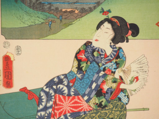 Vente aux enchères HIROSHIGE (1797-1858) et TOYOKUNI III (1786-1865)  Cinq estampes de la