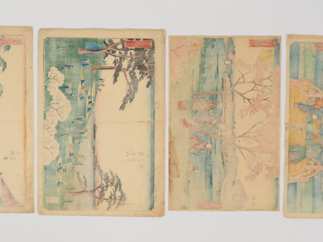 HIROSHIGE (1797-1858)  Treize estampes oban yoko-e de différentes séri