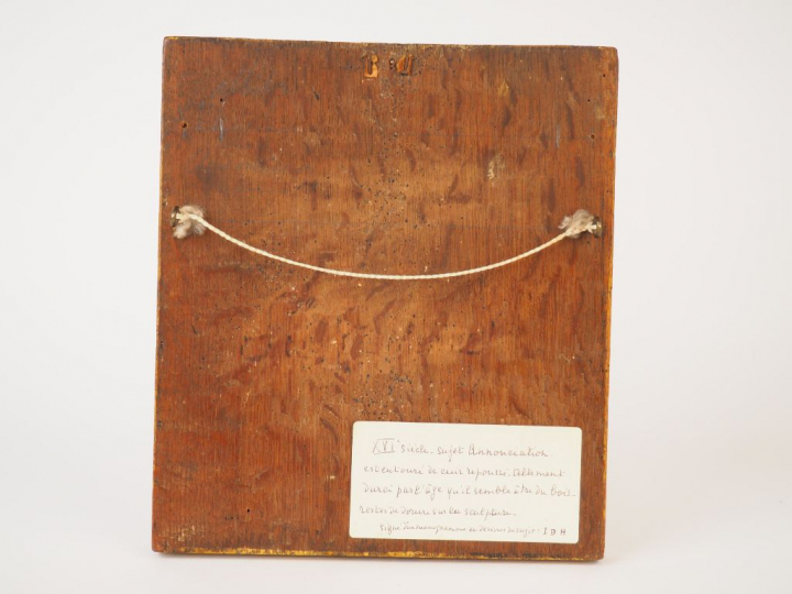 Plaque en albâtre sculpté fin XVIème - début XVIIème. "Annonciation" R