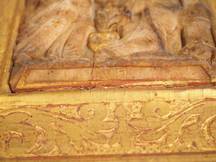 Plaque en albâtre sculpté fin XVIème - début XVIIème. "Annonciation" R