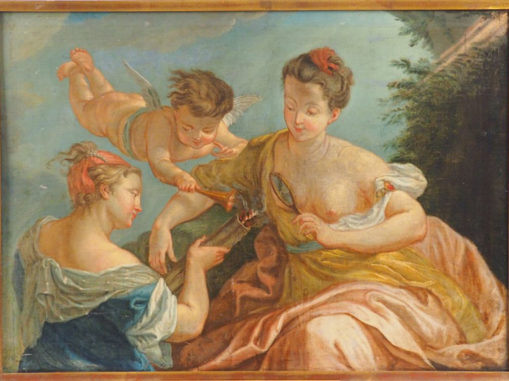 Ecole française fin  XVIIIème - début XIXème "Allégorie du feu" Huile 