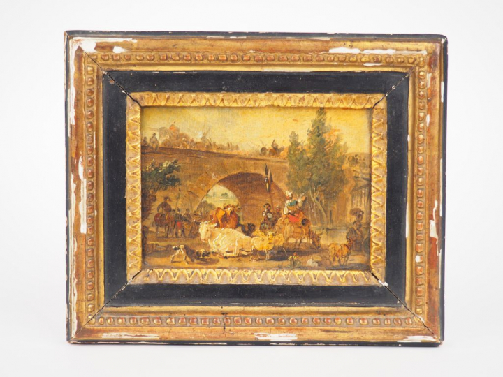 Ecole française fin XVIIIème - début XIXème "Personnages et animaux pr