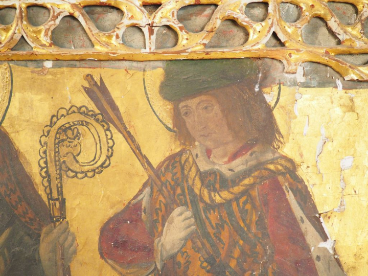 Ecole Catalane.  Elément de diptyque ou triptyque représentant une sai