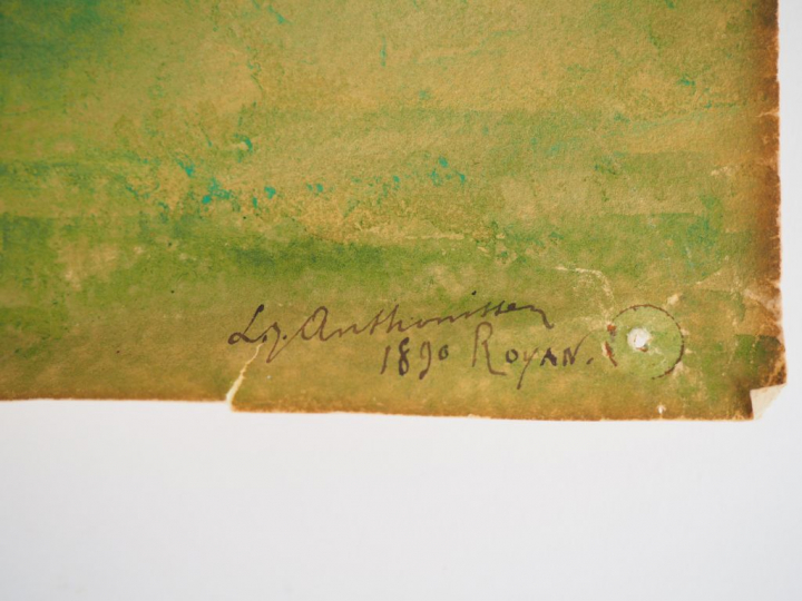 Louis Joseph ANTHONISSEN "Les tricoteuses" Aquarelle. Signée en bas à 