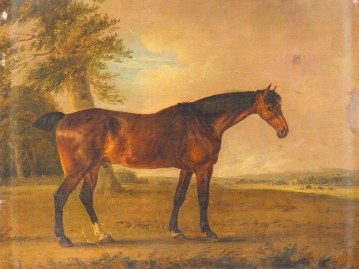 E. BRISTOW "Pur Sang" Huile sur toile marouflée. Signée en bas à droit