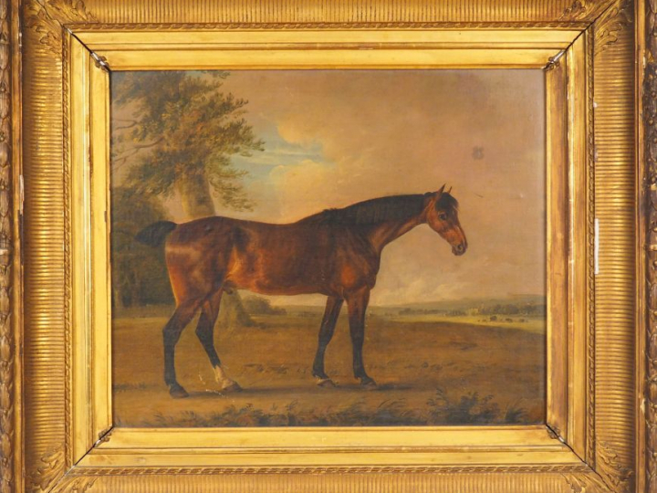 E. BRISTOW "Pur Sang" Huile sur toile marouflée. Signée en bas à droit