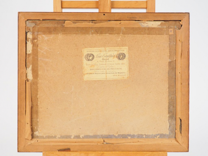 Ecole française début XXème "La chaumière" Pastel. Monogrammé "CT" en 