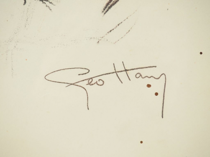 GEO HAM "Pïlote au casque rouge" Lithographie en couleur. Signée en ba