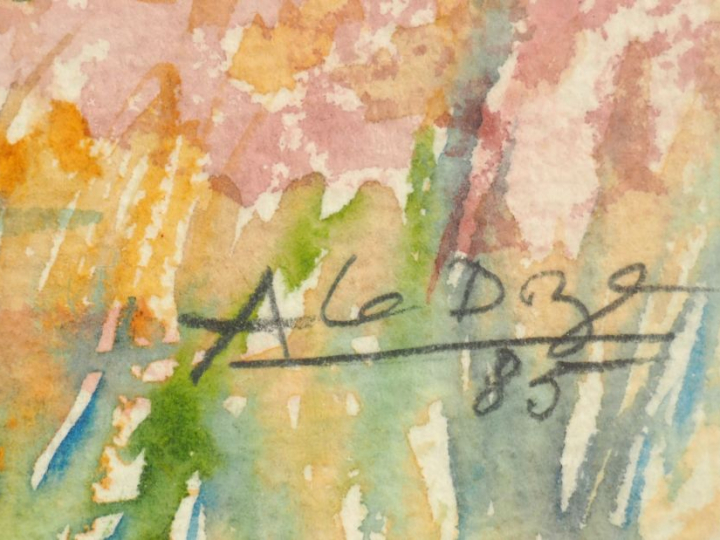 LEDOZE "Paysage d'automne" Aquarelle. Signée en bas à droite et datée 