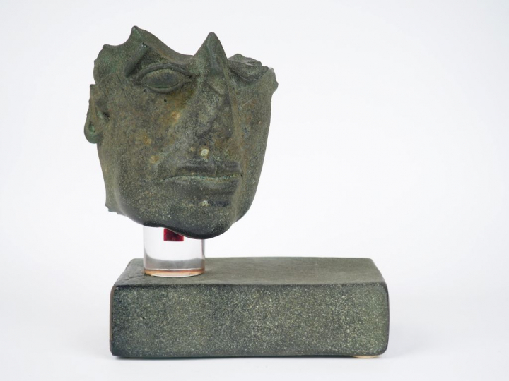 Pino SIGNORETTO (attribué à) "Visage d'homme" Sculpture en verre sablé