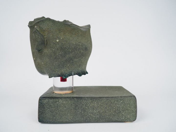 Pino SIGNORETTO (attribué à) "Visage d'homme" Sculpture en verre sablé