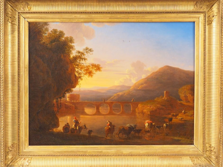 Ecole française XIXème "Passage d'un gué dans le vieux Tibre" Copie d'