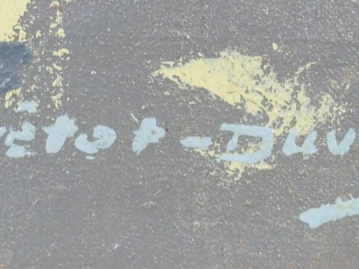 Raymond CRETOT-DUVAL "Village animé" Huile sur toile double faces. Sig