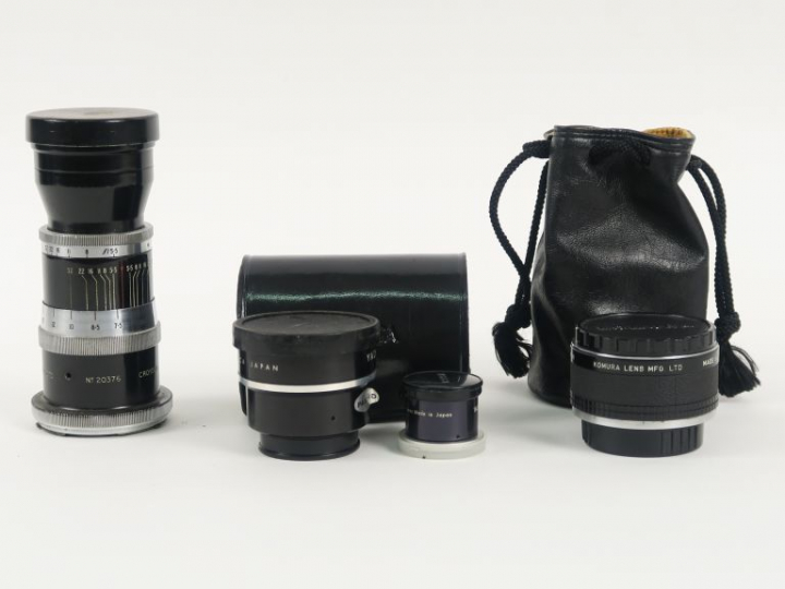 Lot de trois objectifs : AGILUX TELEPHOTO 24 cm f/5.5 n°20376 YASHICA 