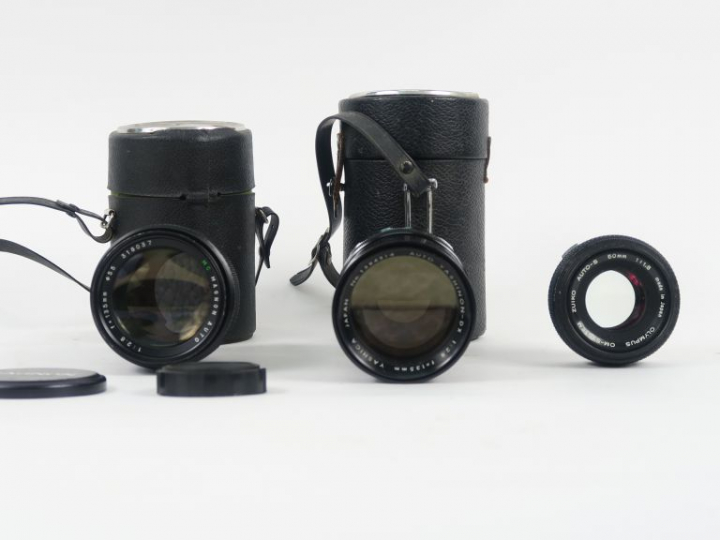 Lot de trois objectifs, montures différentes : Objectif OLYMPUS OM-SYS