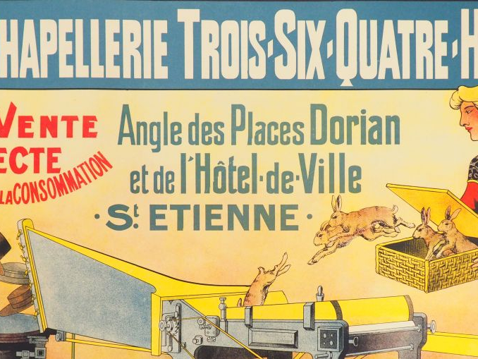 CHAPELLERIE TROIS SIX. Affiche anonyme, imprimerie Bonabaud   Bruyère 