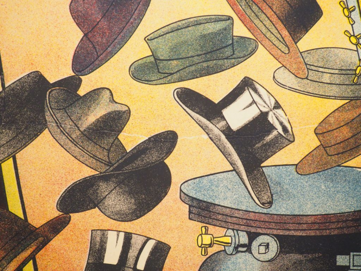 CHAPELLERIE TROIS SIX. Affiche anonyme, imprimerie Bonabaud   Bruyère 