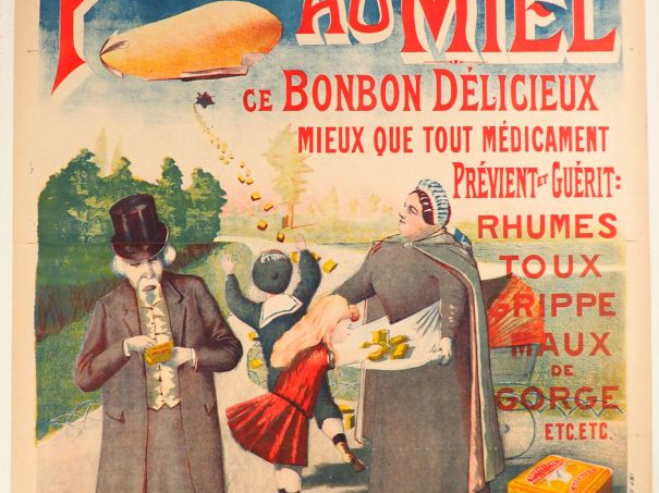 PASTILLES AU MIEL. Affiche par Lovis ,imprimerie générale Clermont Fer