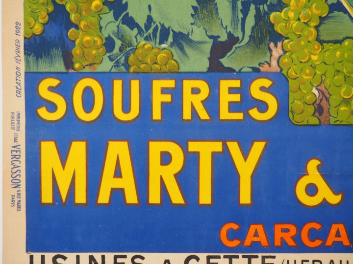 SOUFRES MARTY   PARAZOL. Affiche par F. Auer, imprimerie Vercasson, 19