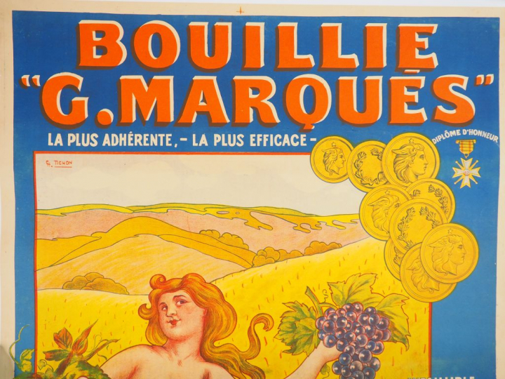 BOUILLIES G. MARQUÈS. Affiche par CH. Tichon, imprimerie Moullot, circ