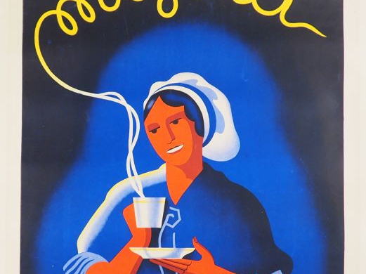 CAFÉS MIZORRA. Affiche par J. Bonard, imprimerie Azémard Nimes, 1935. 