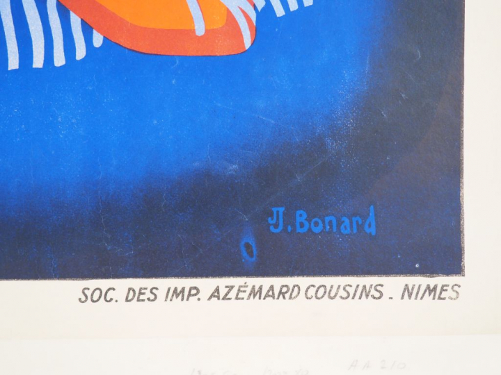 CAFÉS MIZORRA. Affiche par J. Bonard, imprimerie Azémard Nimes, 1935. 