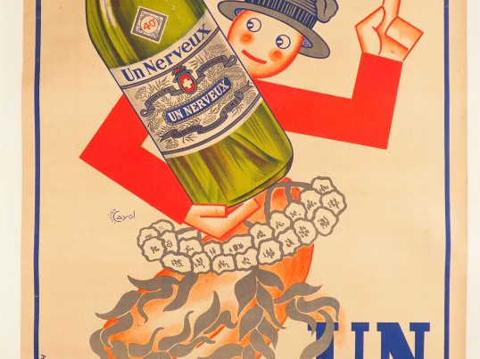 UN NERVEUX. Affiche par Lucien Cayol, imprimerie Havas Nimes, circa 19