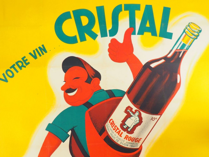 VINS CRISTAL.  Affiche par Robys (R. WOLFF), imprimerie R de Lyon, cir