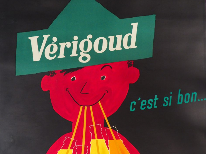 VERIGOUD. Affiche par Raymond Savignac, imprimerie De Plas, 1955. Cond