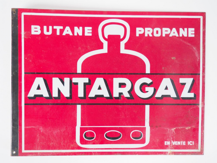 ANTARGAZ. Plaque émaillée. Dim. : 45 x 58 cm.