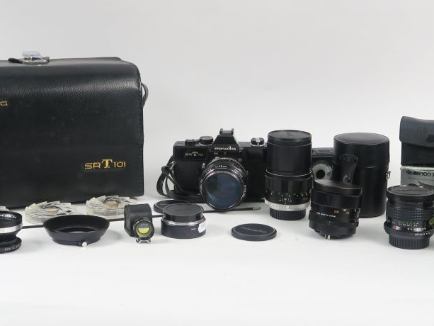 MINOLTA SRT101 n°1855112 avec cinq objectifs : Objectif MINOLTA MC ROK