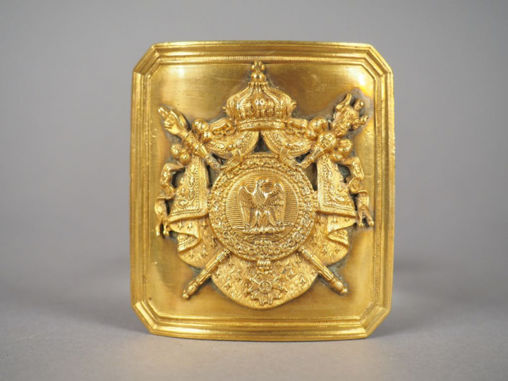 Belle plaque de ceinturon de cent-gardes, plateau rectangulaire à pans