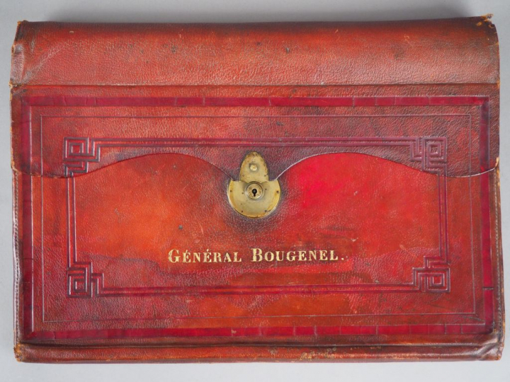Portefeuille écritoire à soufflets en maroquin rouge sombre (500x350mm