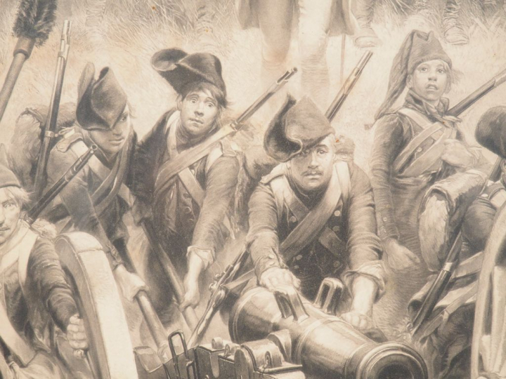 E. DETAILLE. Grande lithographie en noir « La Victoire », dans un cadr