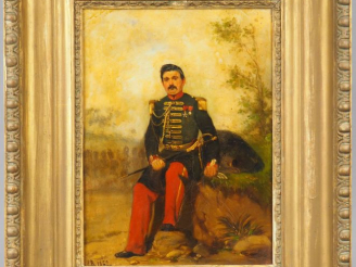 Vente aux enchères Ecole française XIXème  « Grenadier de la Garde » Huile sur panneau. M