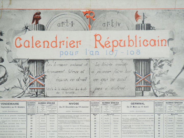 Calendrier Républicain pour l’an 107-108. Cassan Fils. Editeurs Toulou