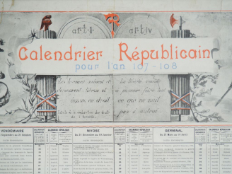 Vente aux enchères Calendrier Républicain pour l’an 107-108. Cassan Fils. Editeurs Toulou