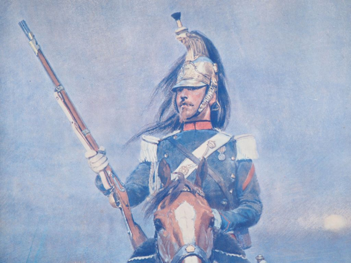 Reproduction d’un tableau d’Edouard DETAILLE, figurant un Dragon.